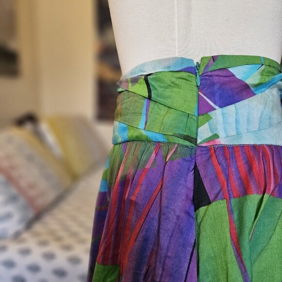 MNG A-Line Tropical Cotton Skirt – Size 10 | Boho Multicolor Summer Vibe - Picture 9 of 14